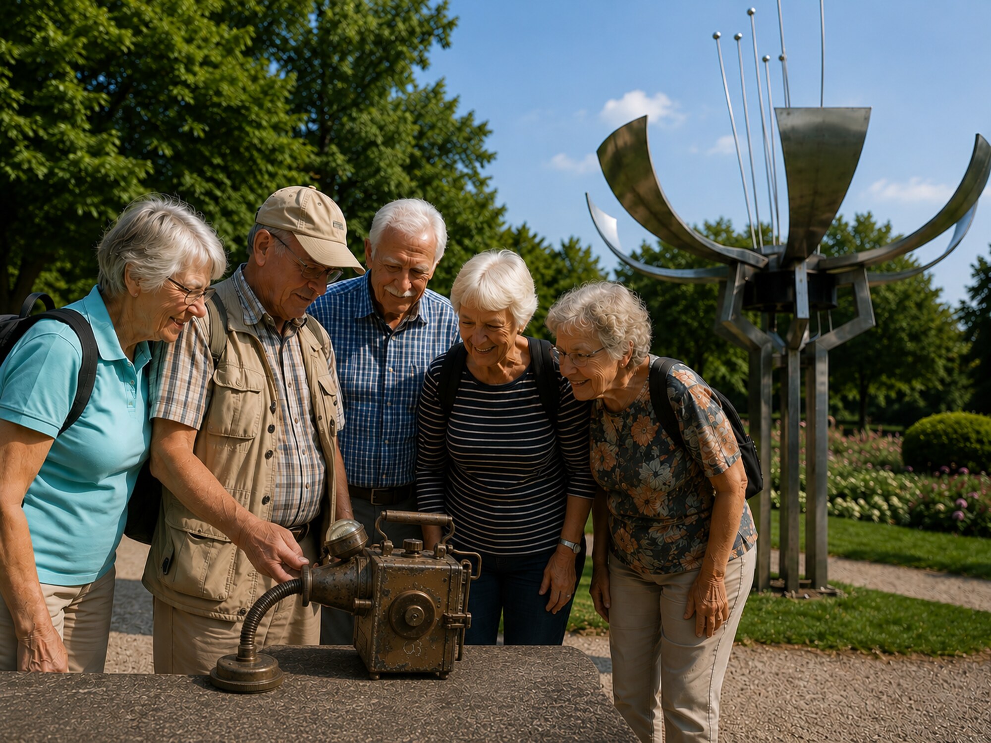 Senioren-Gruppe bei der Chronosphäre im Treptower Park